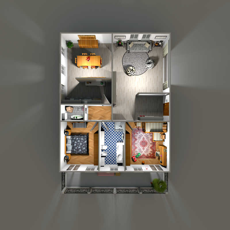 夜间的家庭公寓3D渲染