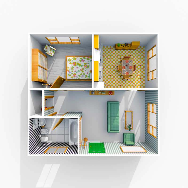 家具室内公寓3D室内渲染