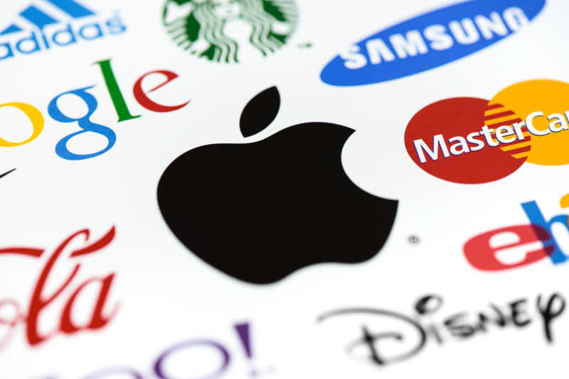 世界知名品牌的商标集合苹果特写
