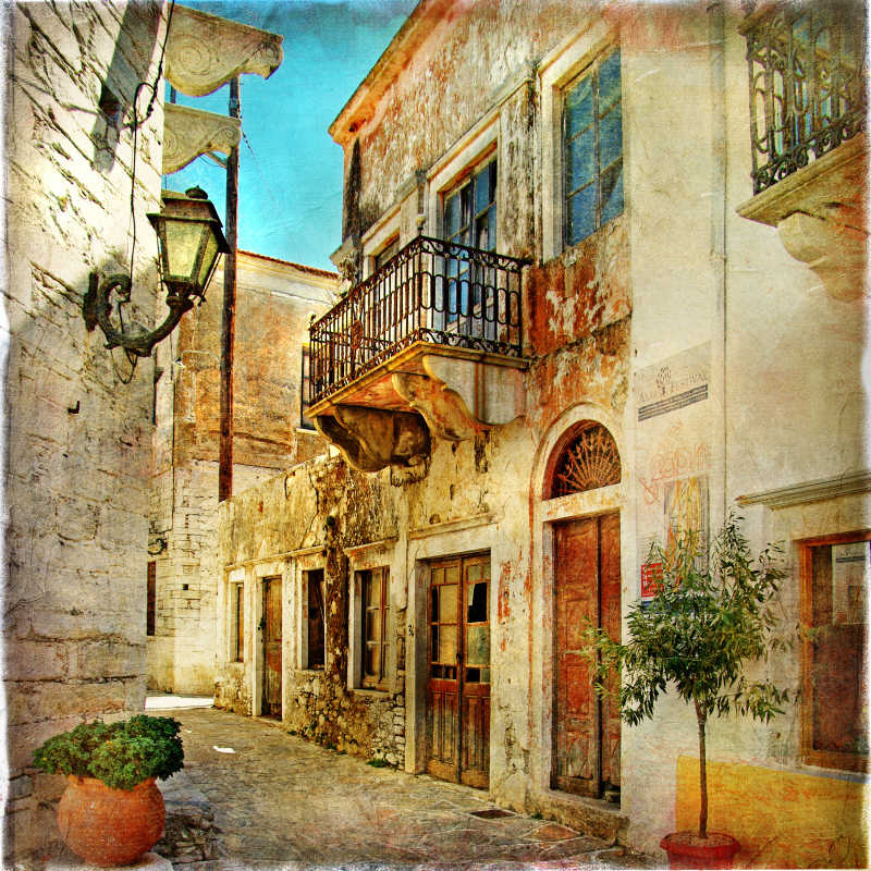 希腊旧画街-艺术画
