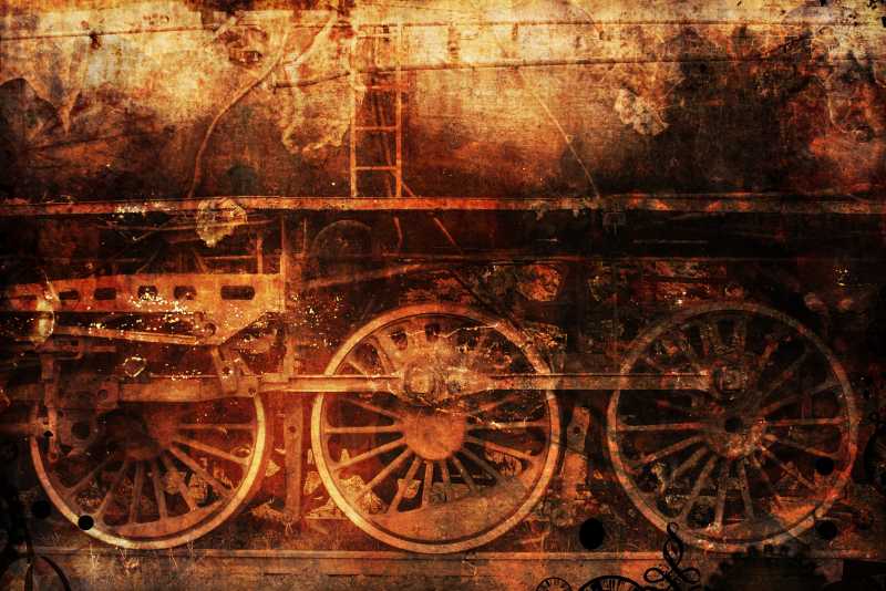 生锈的火车工业蒸汽朋克