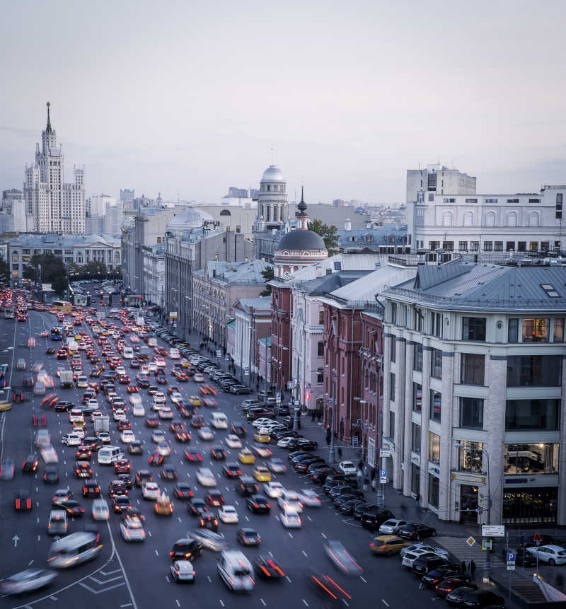 莫斯科俄罗斯的交通堵塞