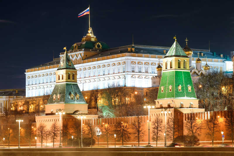 莫斯科夜景与克里姆林宫的形象