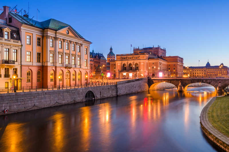 斯德哥尔摩在黎明的建筑风景