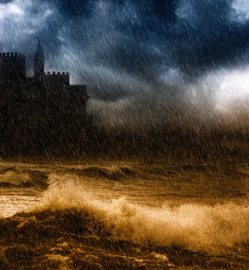 强大的风暴引起海面上海浪肆起