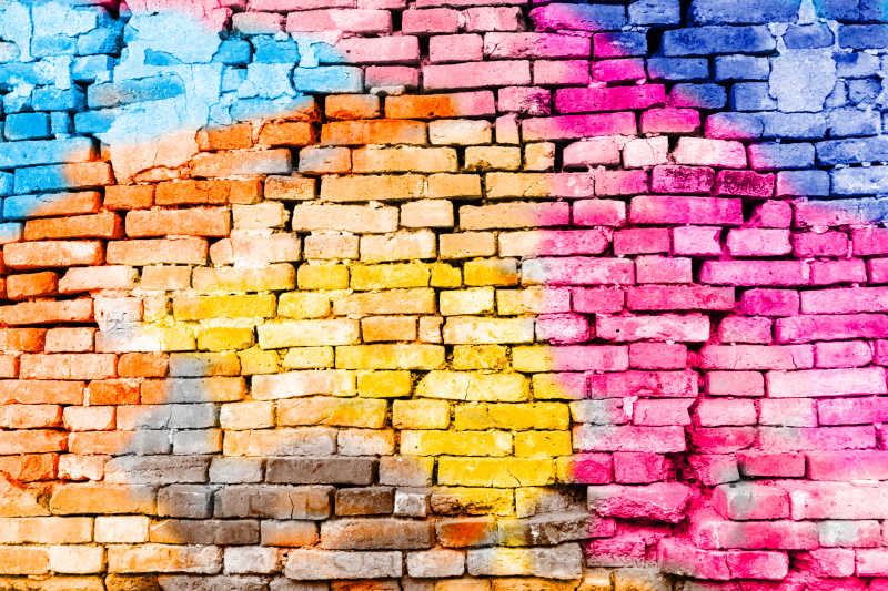 抽象的彩色砖墙背景