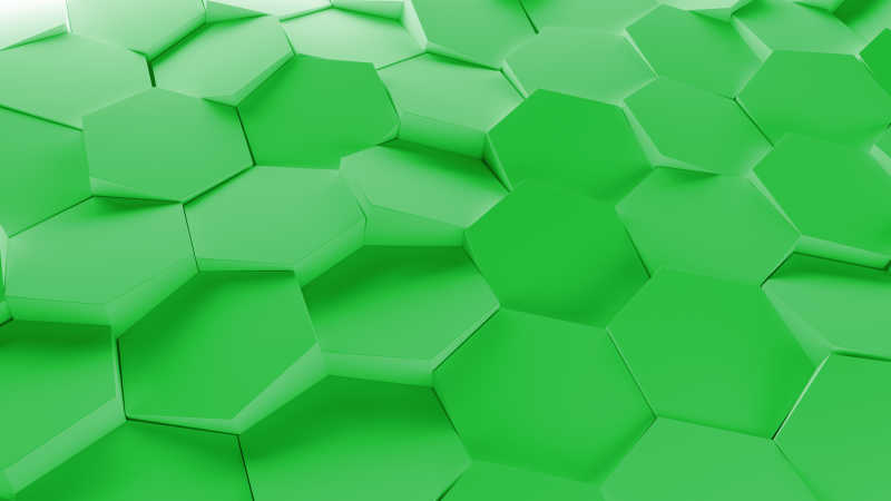 绿色3d背景由六角形随机旋转图案元素组成