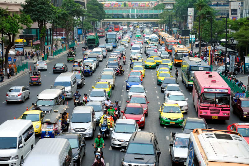 曼谷泰国交通拥堵特写