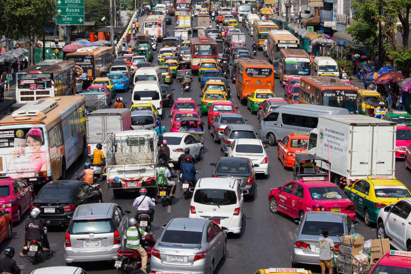 曼谷繁忙的道路交通堵塞