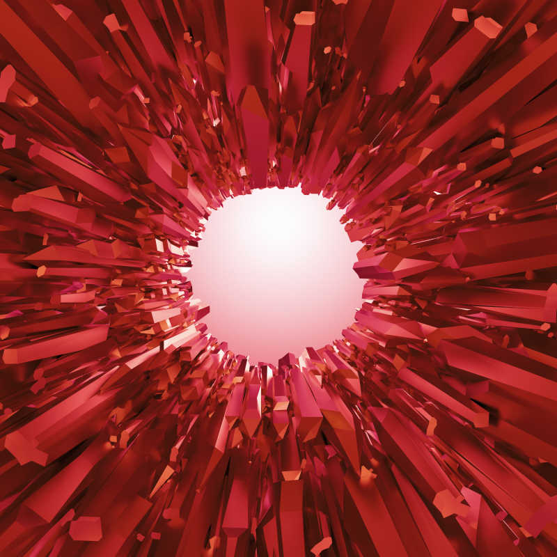三维红色晶体抽象宏观纹理背景