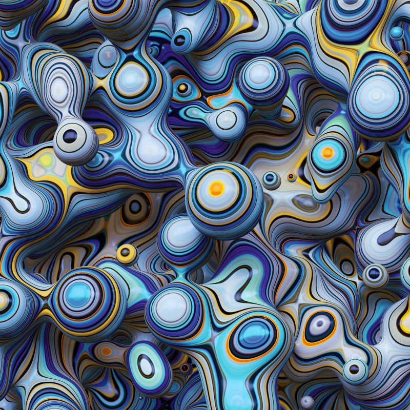 三维抽象蓝色白色波浪泡沫背景