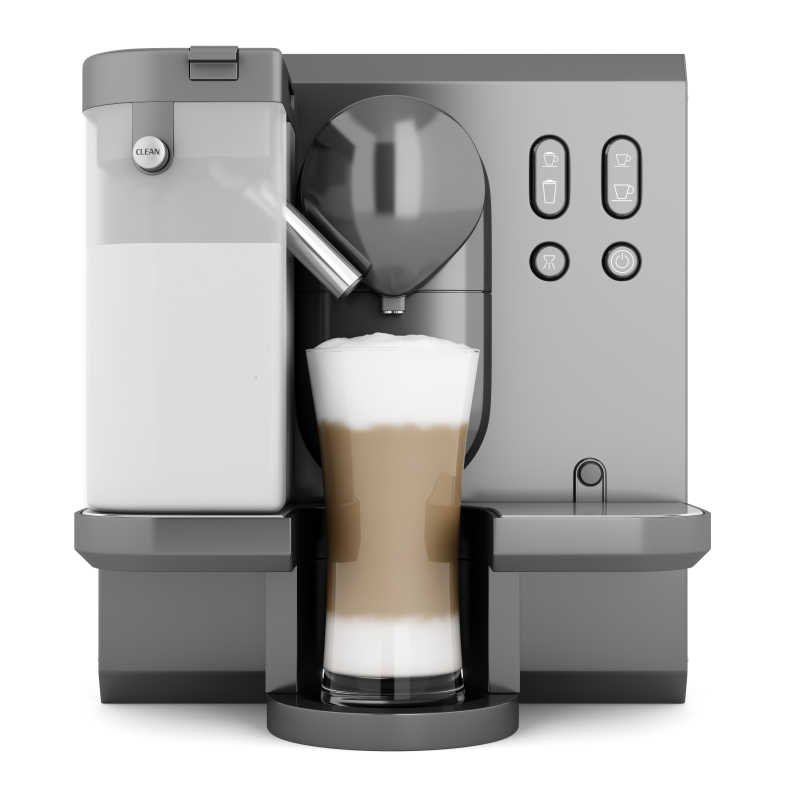 白色背景下的现代咖啡机