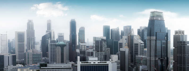新加坡城市摩天大楼特写