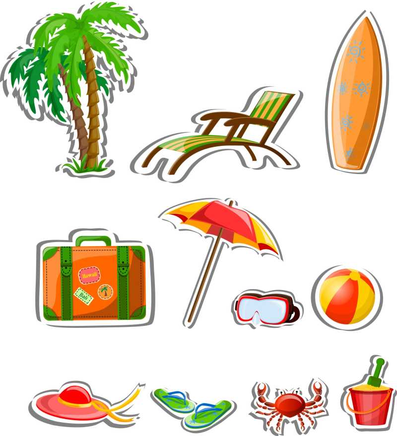 沙滩旅游概念图标