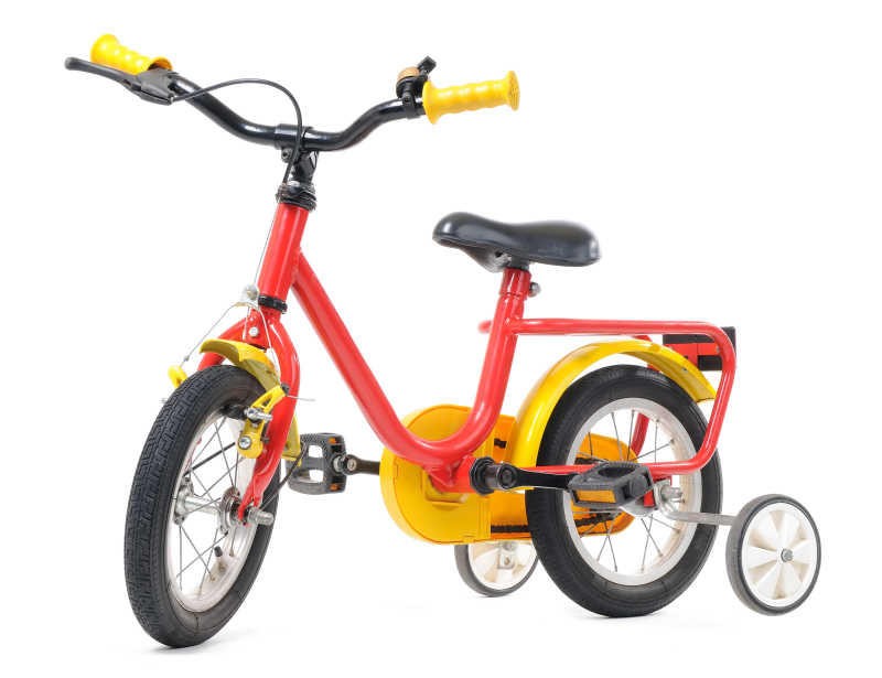 橘红色儿童自行车