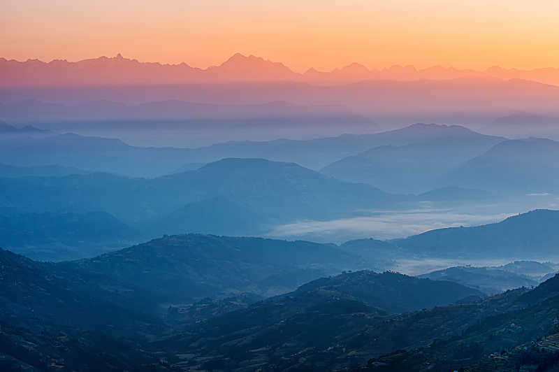 层峦叠嶂的喜马拉雅山区景观