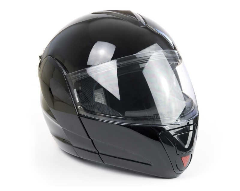 时尚黑色摩托车头盔特写
