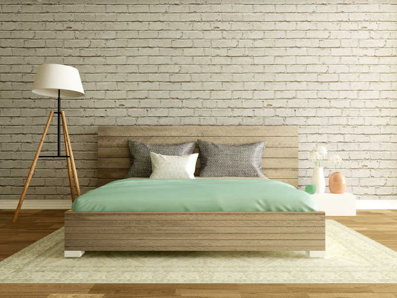 现代卧室的砖墙