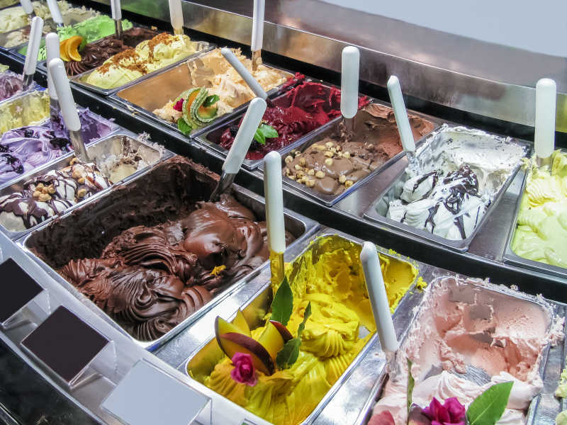 意大利许多品种的冰淇淋