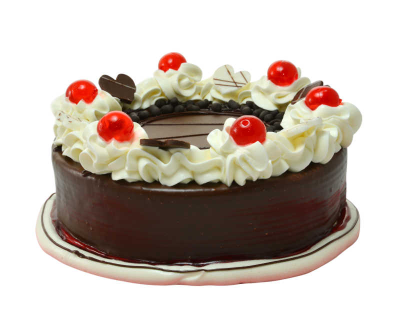 白色背景下的巧克力蛋糕