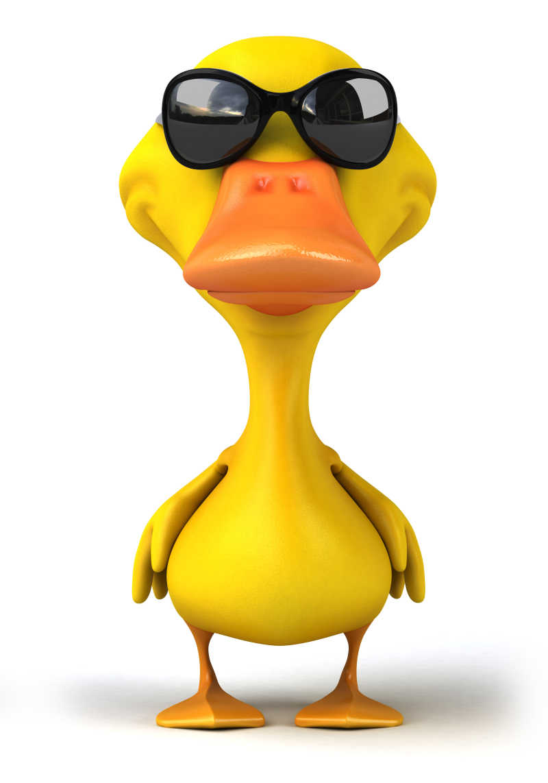 带有墨镜的3D小黄鸭