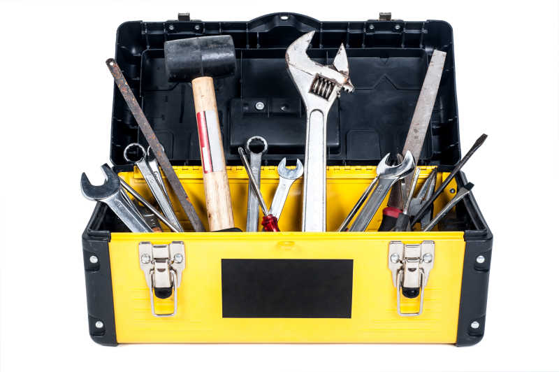 黄白色工具箱里的工具