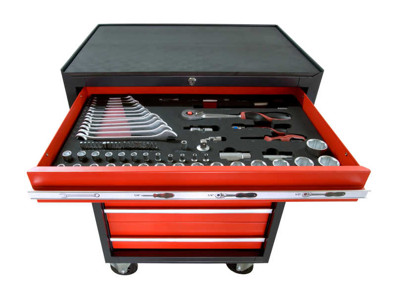 黑红色工具箱里的工具