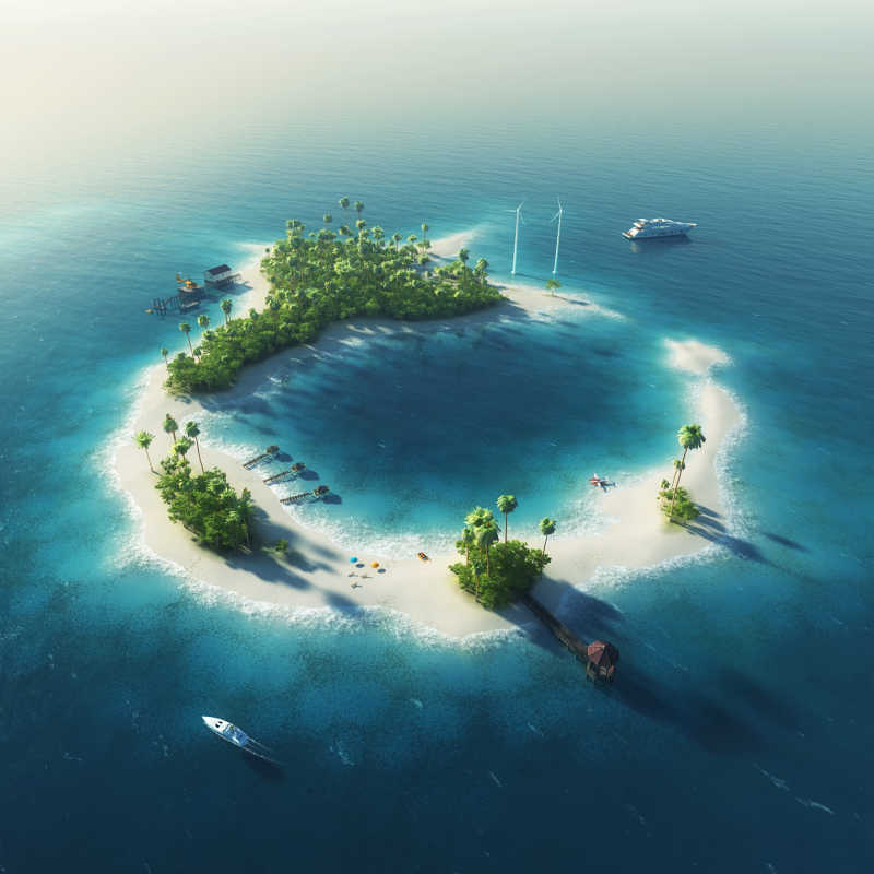 海面上的热带岛屿