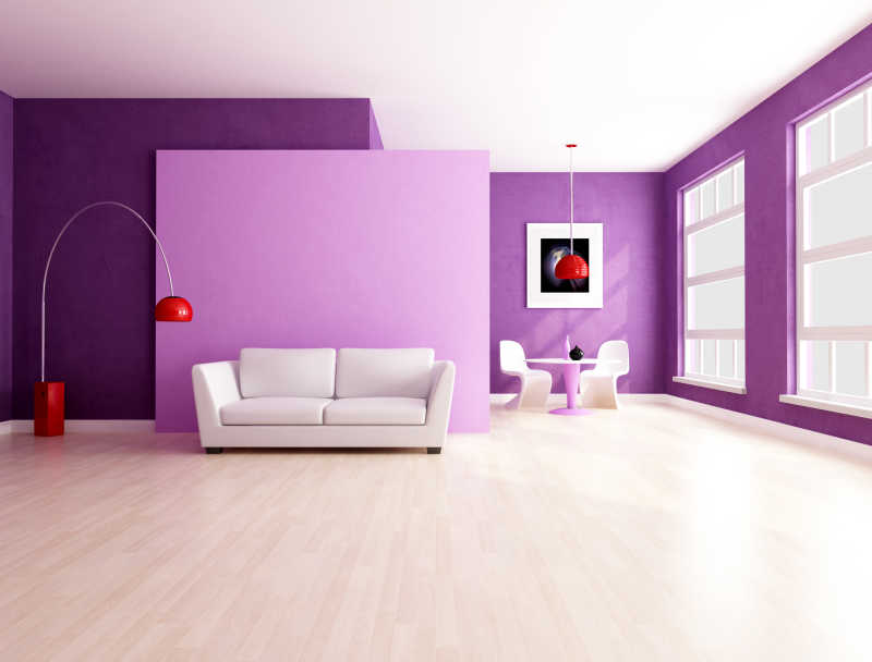 现代紫色装修风格的客厅