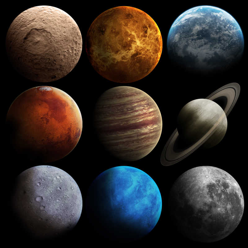 高清的太阳系九大行星特写