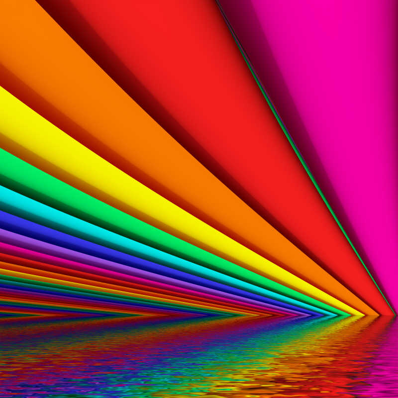 带波浪反射的彩虹色创意
