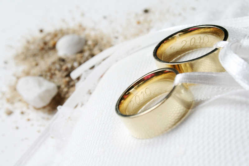 白色背景中的结婚戒指