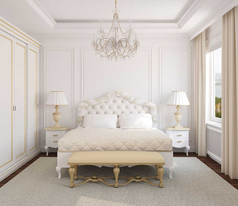 古典白色卧室内部