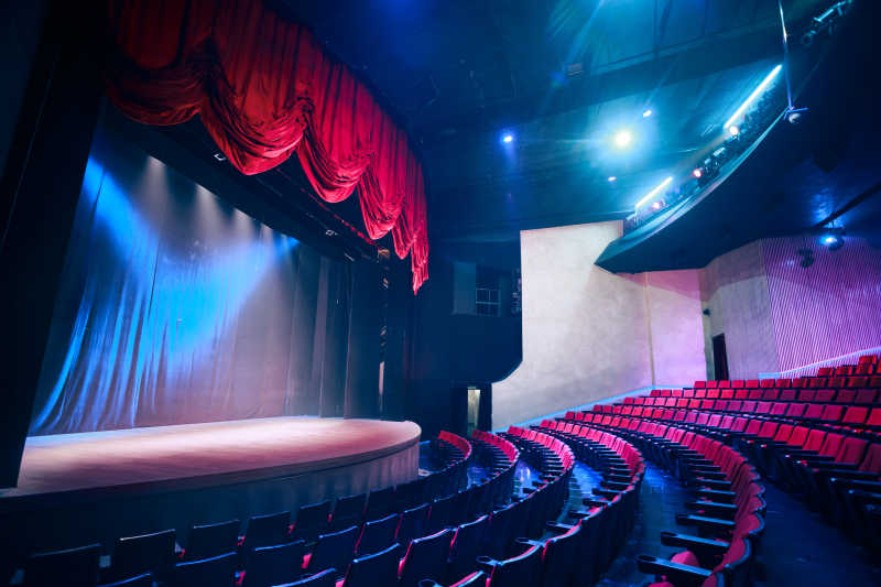 大型表演剧院和舞台幕布舞台灯光