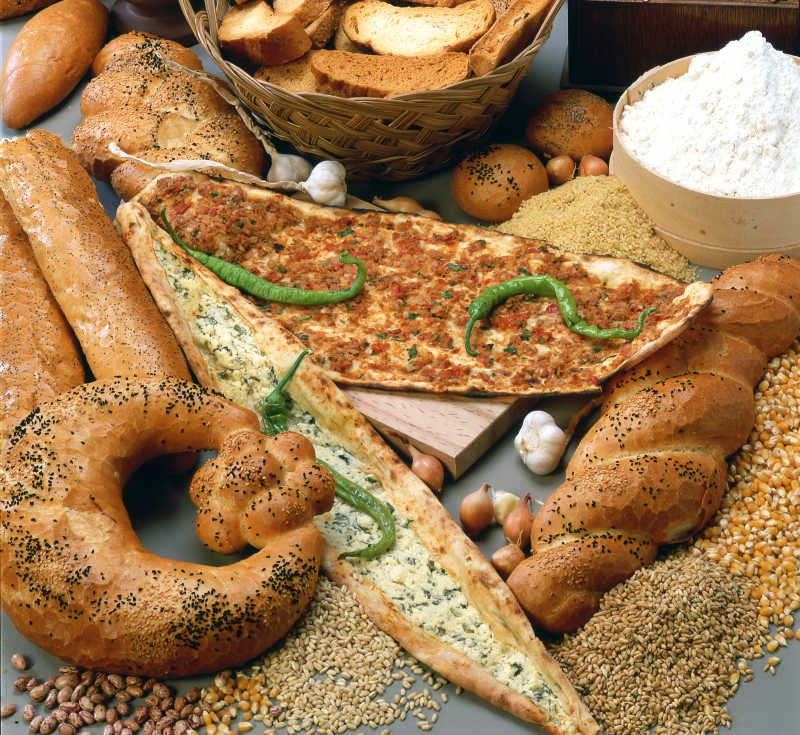 土耳其皮塔面包和肉