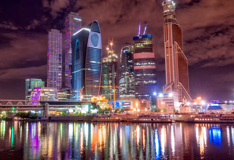 莫斯科繁华街区夜景