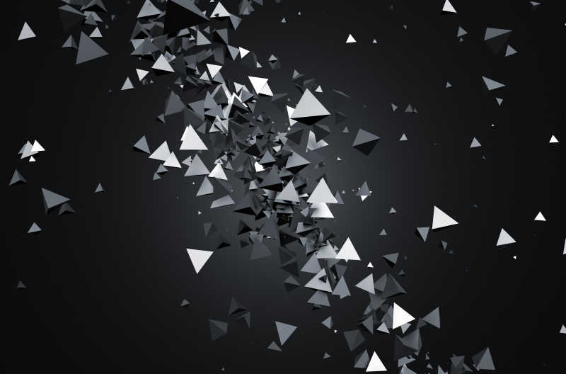科幻金字塔在空旷的空间的混沌粒子的三维绘制