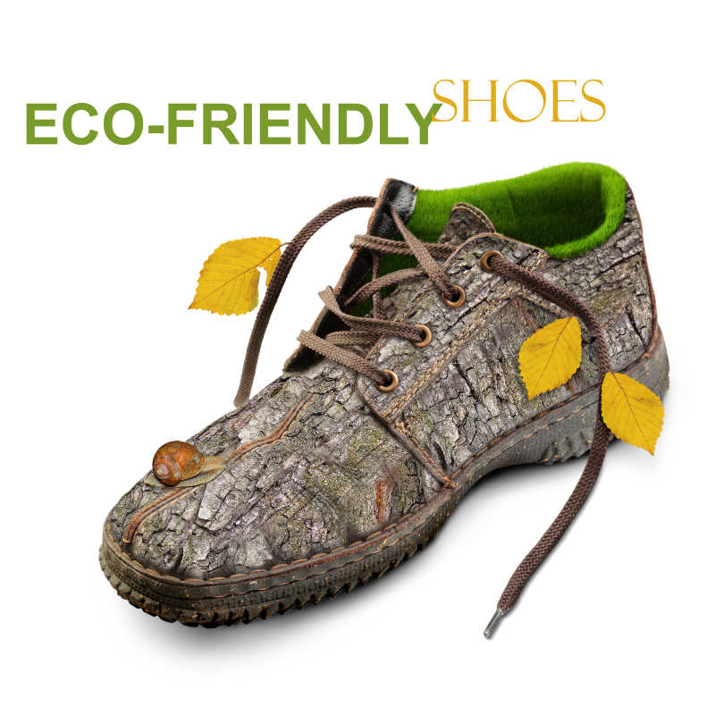 白色背景下天然材料组成的鞋子代表的环保概念