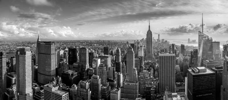 纽约天际线黑白全景图