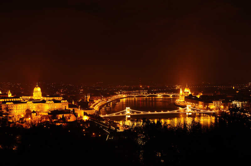 欧洲布达佩斯多瑙河夜景