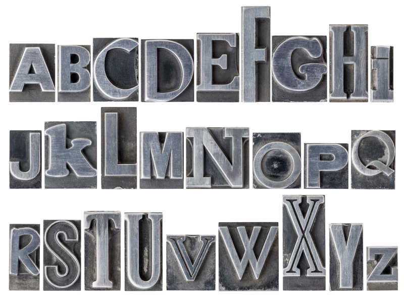 金属活字印刷字母贴