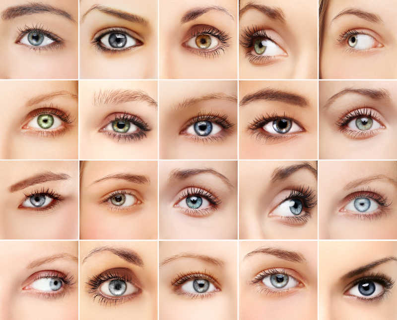 许多不同颜色的女性眼睛拼贴