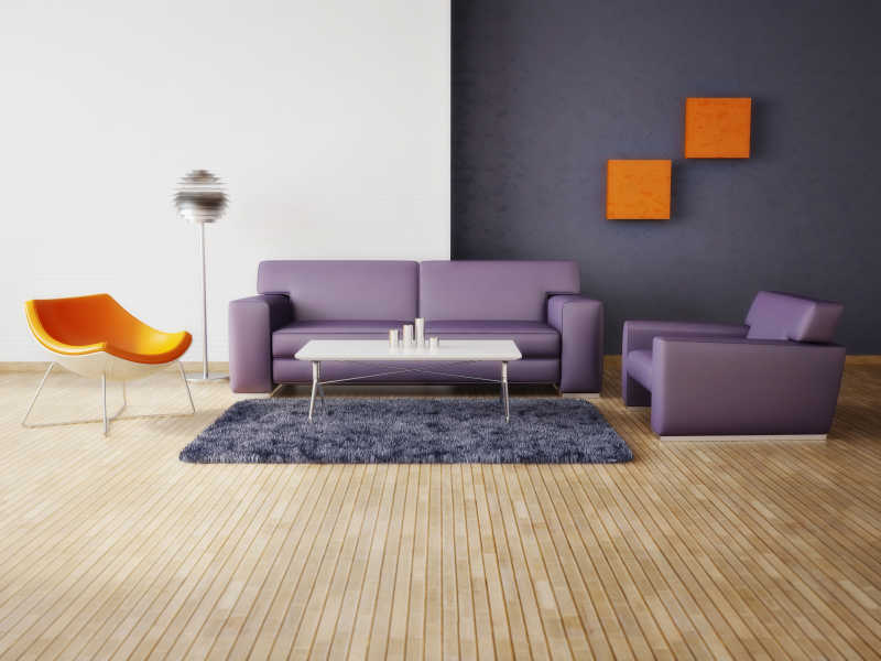 现代室内紫色沙发家具设计