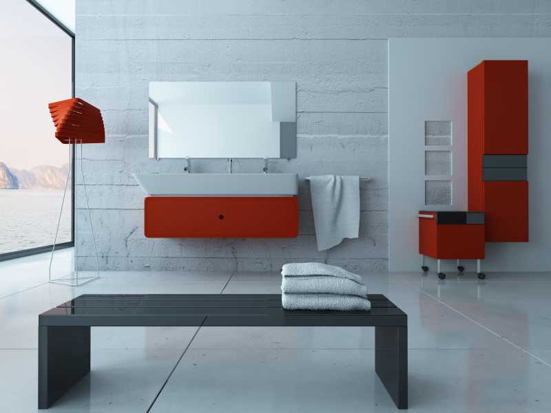现代红色浴室设计