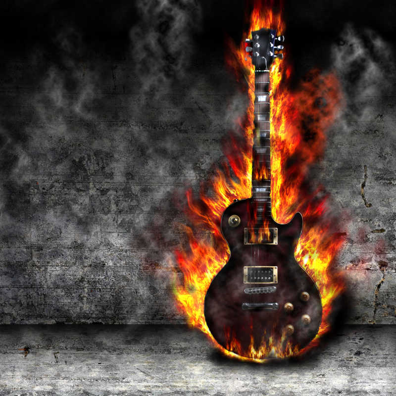 起火燃烧着的吉他