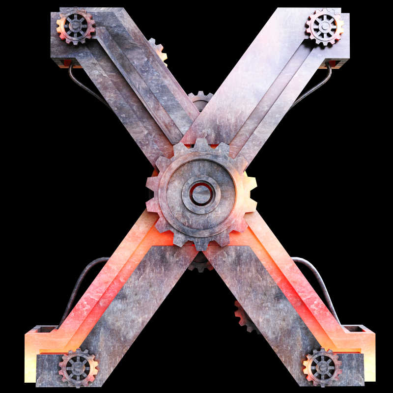 用铁制做的机械字母X