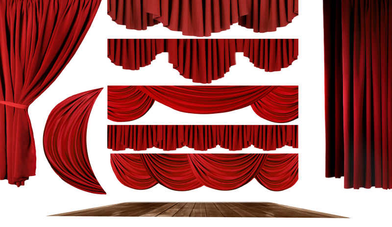 红色的老式优雅的戏剧舞台幕布