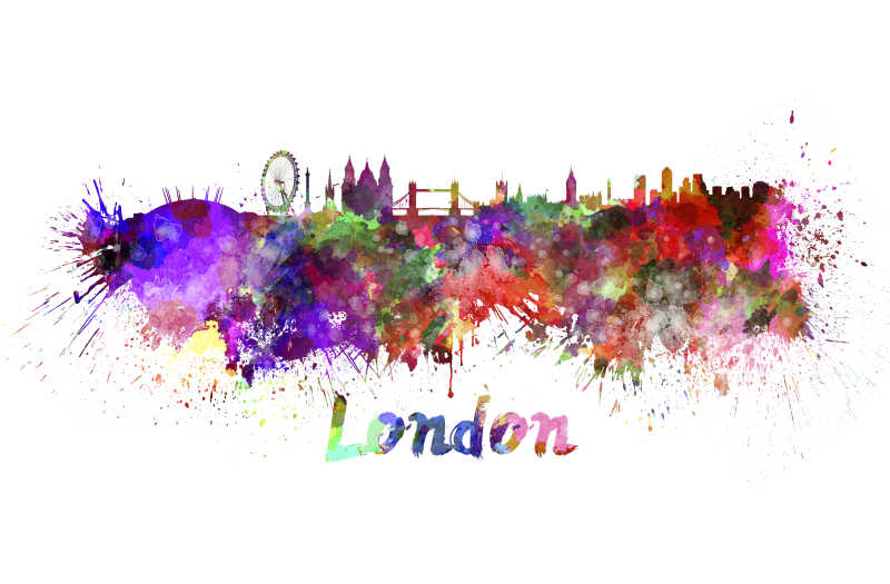 伦敦城市水彩画