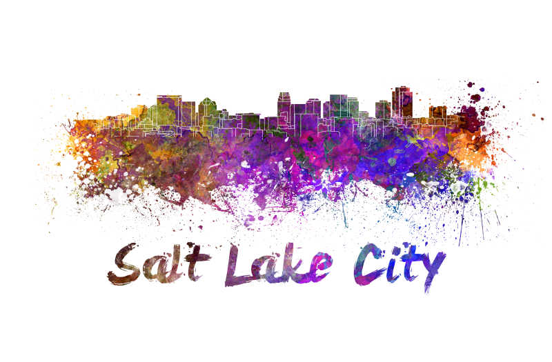 盐湖城的城市水彩画