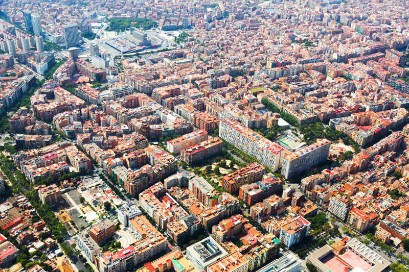 巴塞罗那城市建筑鸟瞰